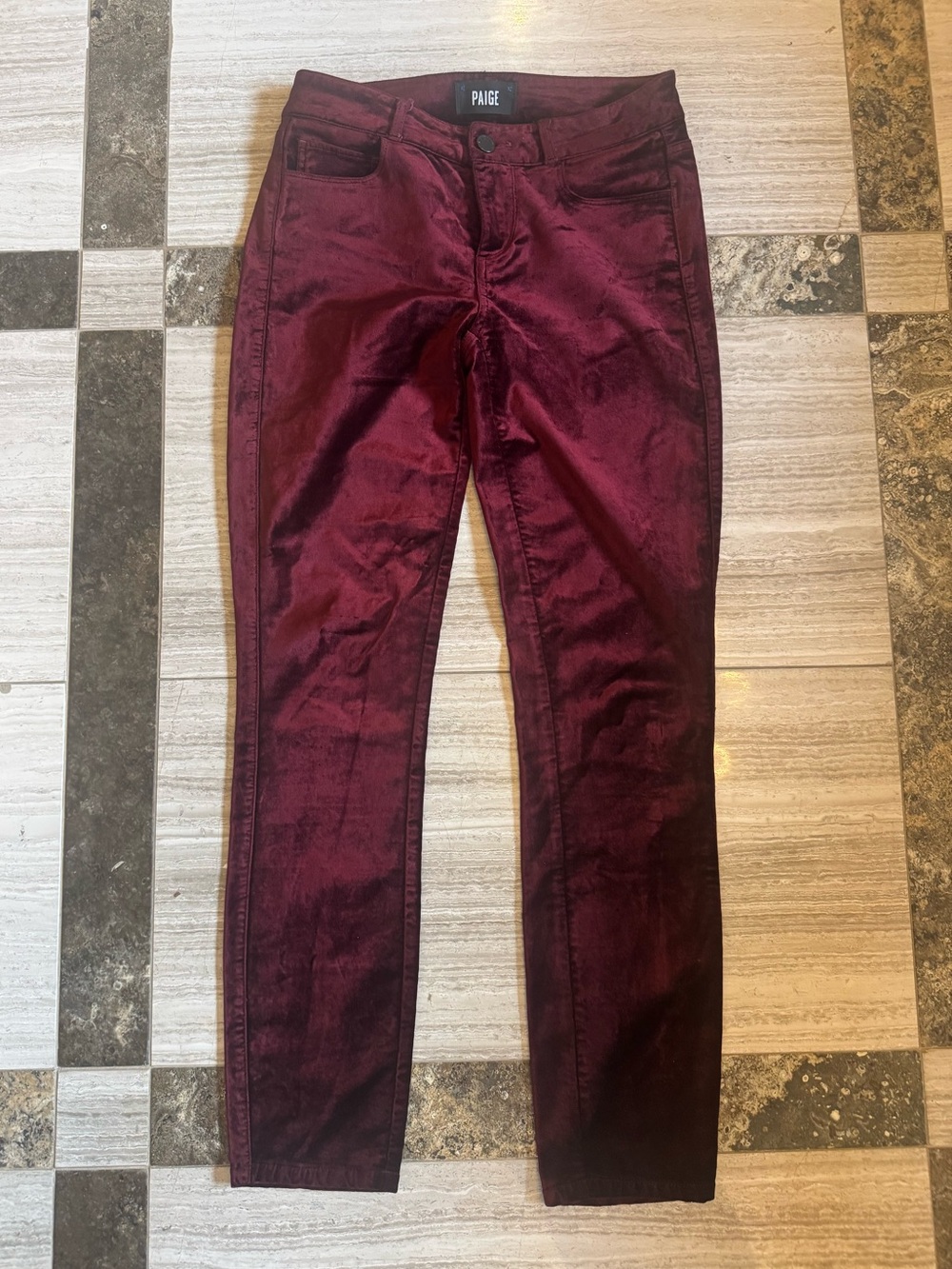 PAIGE Wine/Burgundy Skinny Jeans